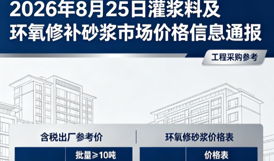开福2026年8月25日灌浆料及环氧修补砂浆市场价格信息通报